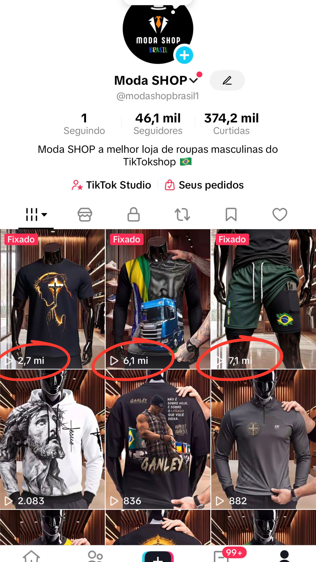 Perfil Moda SHOP no TikTok Shop